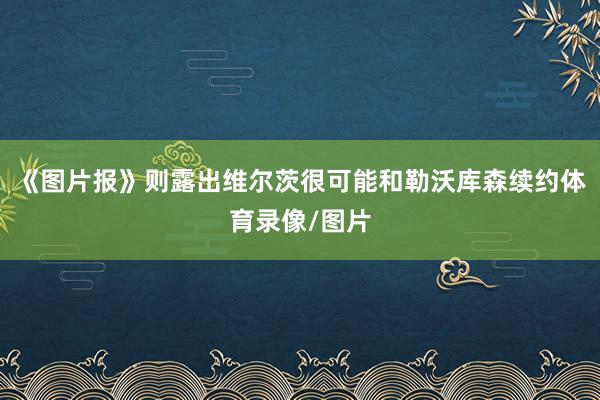 《图片报》则露出维尔茨很可能和勒沃库森续约体育录像/图片