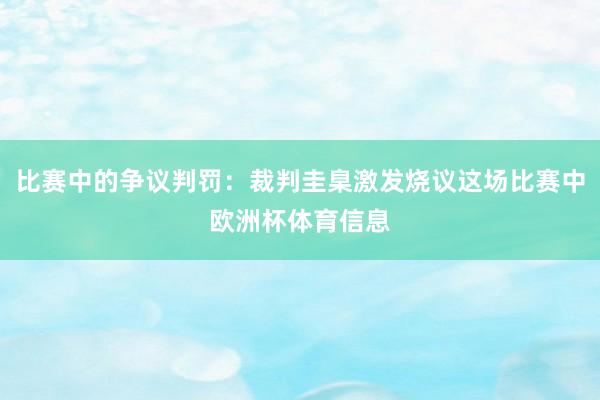 比赛中的争议判罚：裁判圭臬激发烧议这场比赛中欧洲杯体育信息