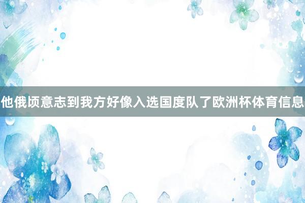 他俄顷意志到我方好像入选国度队了欧洲杯体育信息