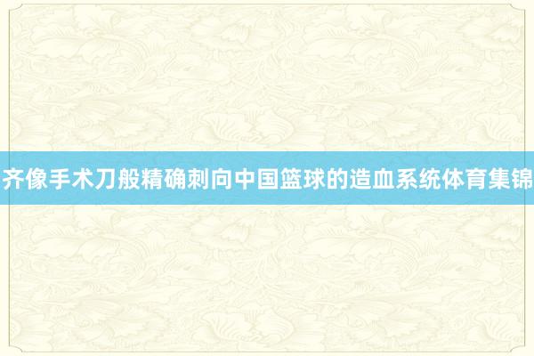 齐像手术刀般精确刺向中国篮球的造血系统体育集锦
