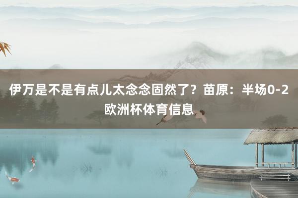 伊万是不是有点儿太念念固然了？苗原：半场0-2欧洲杯体育信息