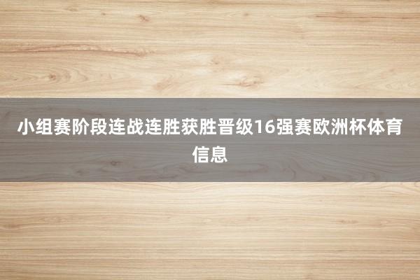小组赛阶段连战连胜获胜晋级16强赛欧洲杯体育信息