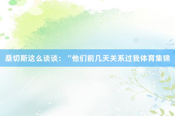 桑切斯这么谈谈：“他们前几天关系过我体育集锦