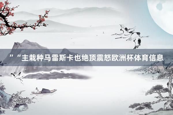 ”“主栽种马雷斯卡也绝顶震怒欧洲杯体育信息