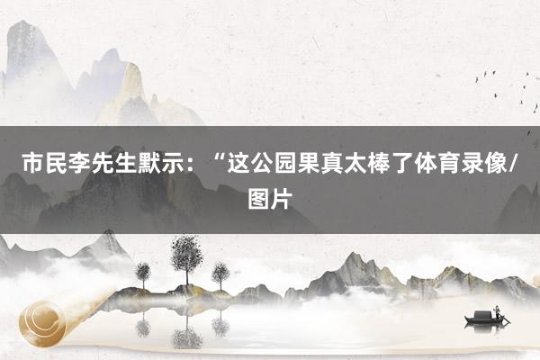 市民李先生默示：“这公园果真太棒了体育录像/图片