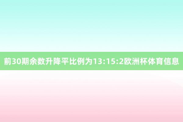 前30期余数升降平比例为13:15:2欧洲杯体育信息