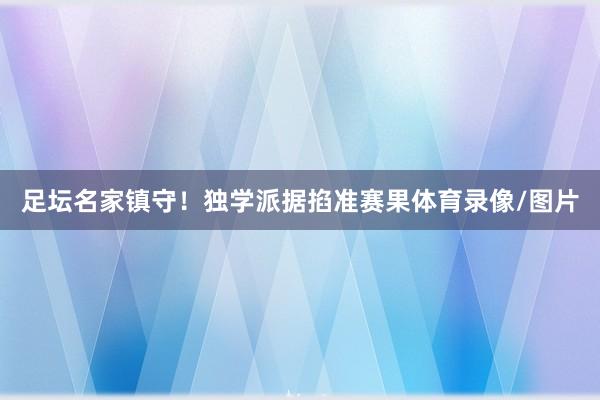 足坛名家镇守！独学派据掐准赛果体育录像/图片